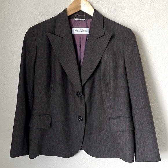 MaxMara brown with red stripe wool blazer - Picture 1 of 10